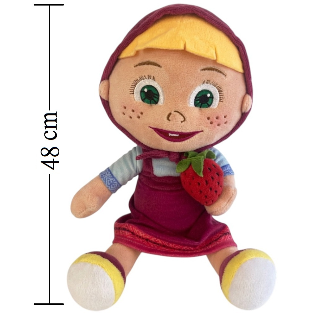 Peluche Masha e Orso Morbido Pupazzo Masha con Fragola 48 CM - Pts252595a/35