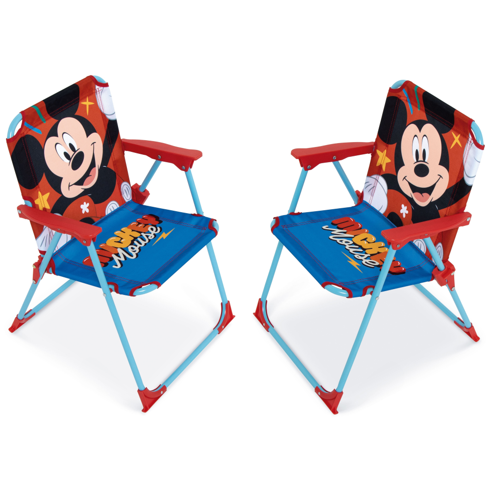 Set da Giardino Topolino Tavolino Ombrellone e Sedie Pieghevoli per Mare e Giardino 100% Poliestere- 86632