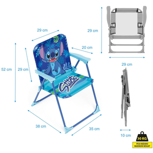 Set da Giardino Stitch Tavolino Ombrellone e Sedie Pieghevoli per Mare e Giardino 100% Poliestere- 86634