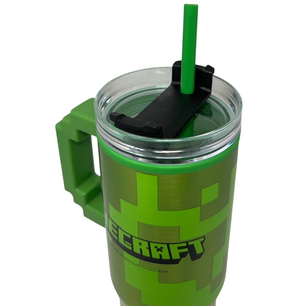 Bicchiere Termico con Cannuccia Minecraft Manico 3d 770 Ml Bpa Free - 86680