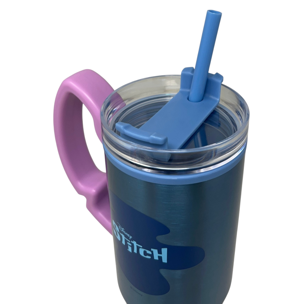 Bicchiere Termico con Cannuccia Stitch DISNEY Manico 3d 770 Ml - 86684