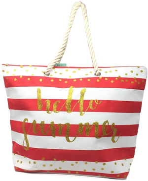Borsa Mare Spiaggia Passeggio con Decorazione Hello Summer Cm. 54x37,5x15 - 58588/3