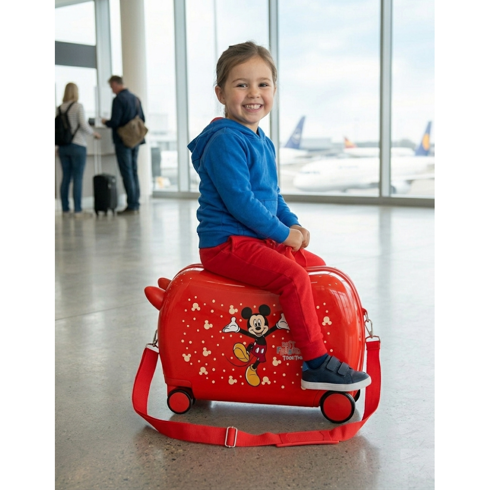 Trolley da Viaggio Cavalcabile Topolino DISNEY Valigia in ABS per Bambini 45 CM - 2971021