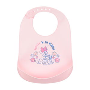 Bavetto Minnie DISNEY Bavaglino in Silicone 30 X 23 CM con Tasca Raccogli Briciole per Bambini - Ez09003