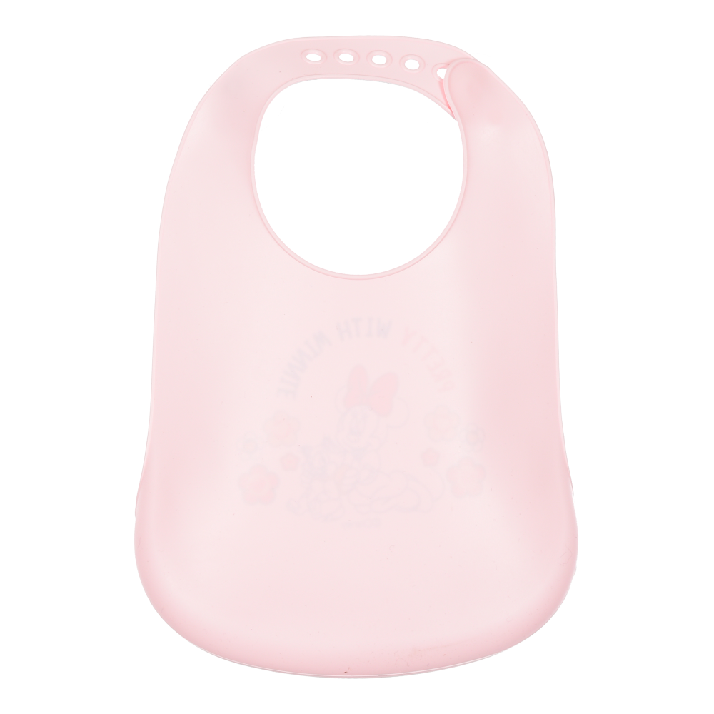 Bavetto Minnie DISNEY Bavaglino in Silicone 30 X 23 CM con Tasca Raccogli Briciole per Bambini - Ez09003