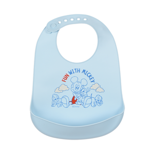 Bavetto Topolino DISNEY Bavaglino in Silicone 30 X 23 CM con Tasca Raccogli Briciole per Bambini - Ez09010