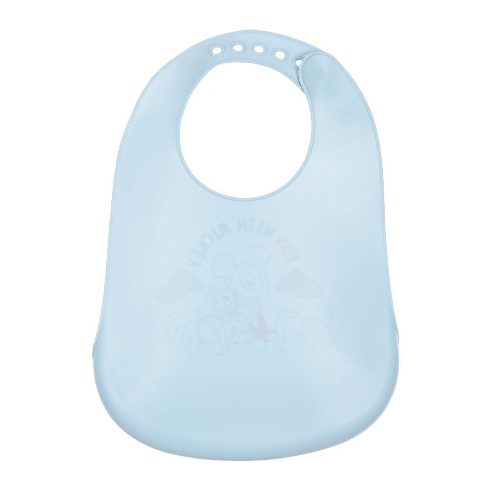Bavetto Topolino DISNEY Bavaglino in Silicone 30 X 23 CM con Tasca Raccogli Briciole per Bambini - Ez09010