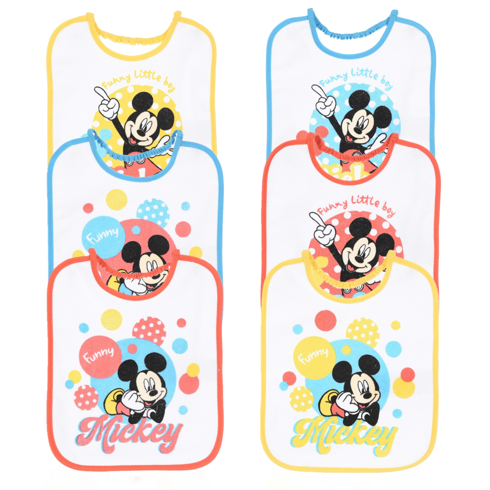 Bavette Topolino DISNEY Set 6 Bavaglini 27 X 22,5 CM in Spugna per Bambini - Ez09014