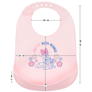 Bavetto Minnie DISNEY Bavaglino in Silicone 30 X 23 CM con Tasca Raccogli Briciole per Bambini - Ez09003