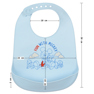 Bavetto Topolino DISNEY Bavaglino in Silicone 30 X 23 CM con Tasca Raccogli Briciole per Bambini - Ez09010