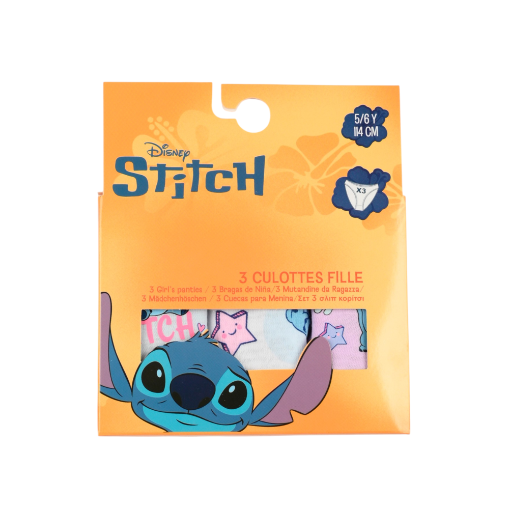 Mutandine Set 3 Pezzi Stitch DISNEY Slip in Cotone in Scatola 3/8 Anni- Ez30052