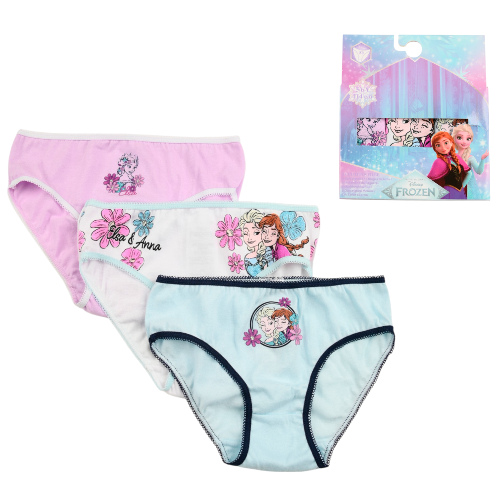 Mutandine Set 3 Pezzi Frozen DISNEY Slip in Cotone in Scatola 3/8 Anni- Ez30014