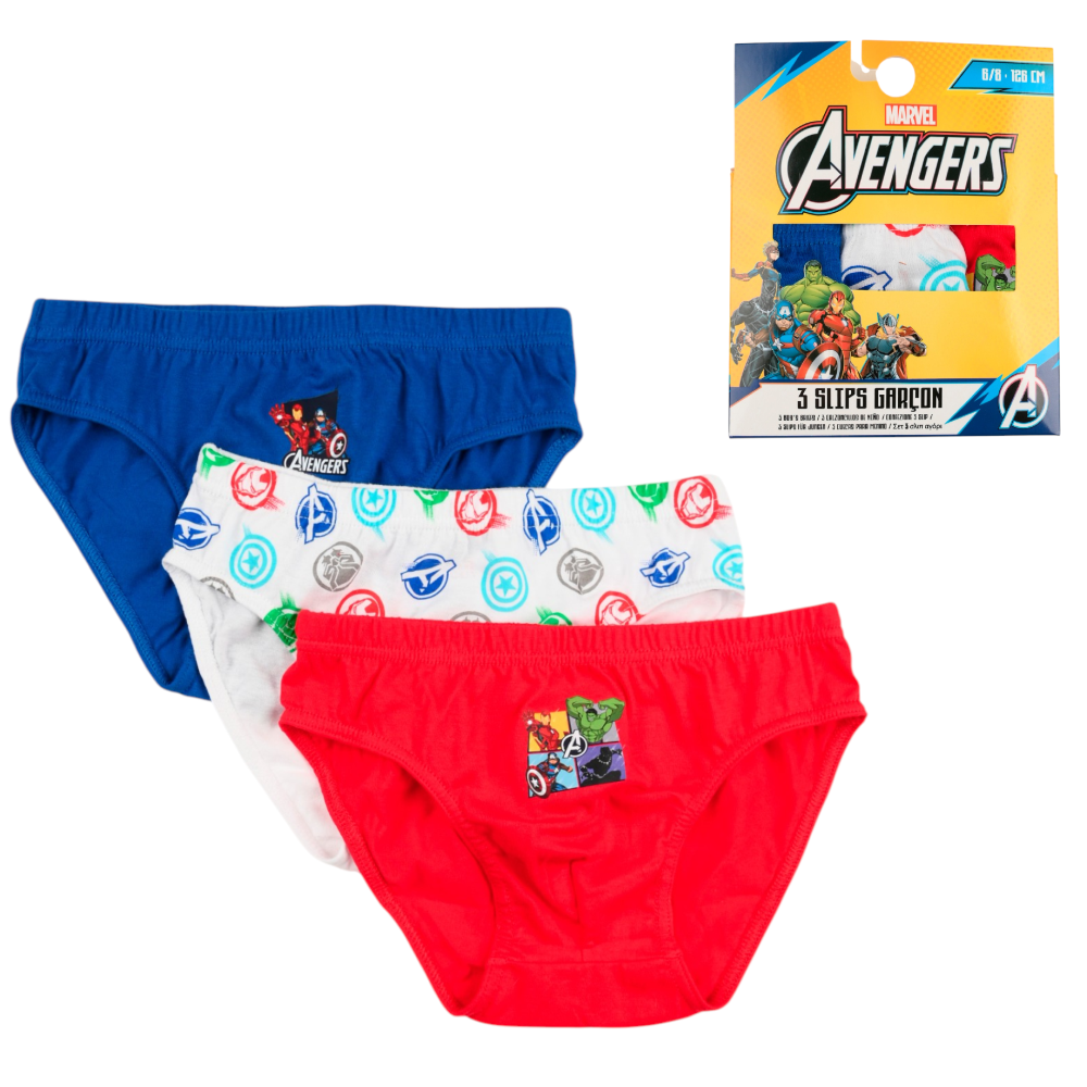 Mutandine Set 3 Pezzi Avengers MARVEL Slip in Cotone in Scatola 4/10 Anni- Ez30020