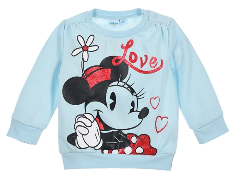 Maglione T-Shirt Minnie DISNEY Glitter Maglietta Neonata Sun City Taglie 6/24 Mesi - Hs0089azzurro