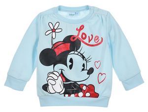 Maglione T-Shirt Minnie DISNEY Glitter Maglietta Neonata Sun City Taglie 6/24 Mesi - Hs0089azzurro
