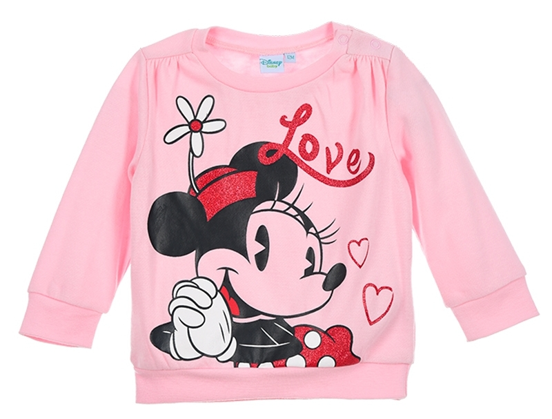 Maglione T-Shirt Minnie DISNEY Glitter Maglietta Neonata Sun City Taglie 6/24 Mesi - Hs0089rosa