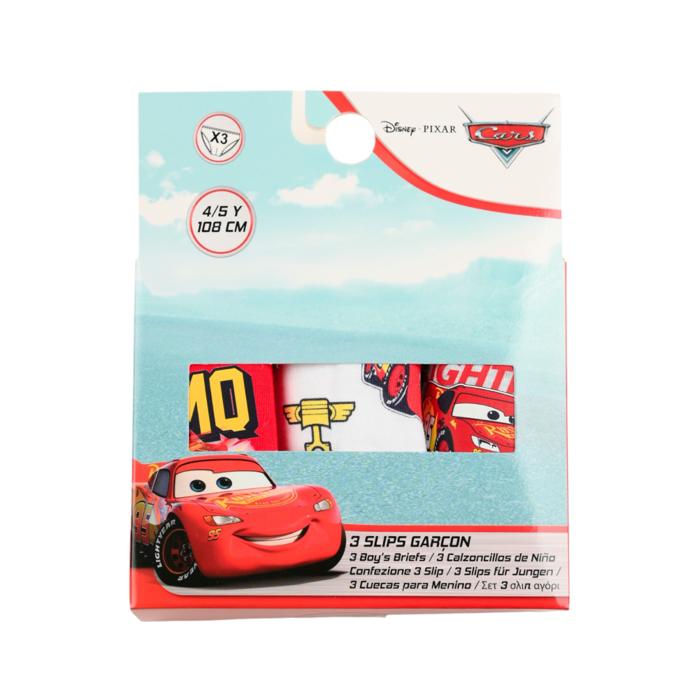 Mutandine Set 3 Pezzi Cars DISNEY Slip in Cotone in Scatola 3/6 Anni- Ez30023