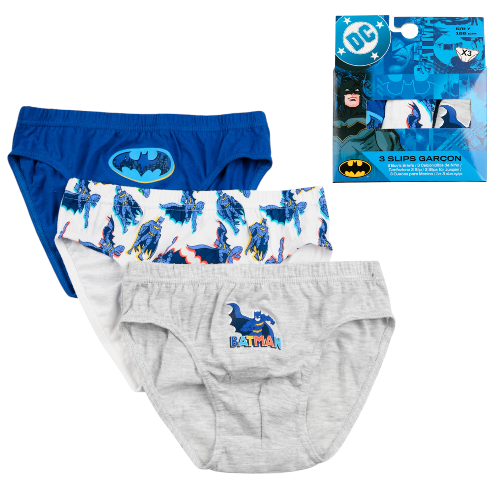 Mutandine Set 3 Pezzi Batman Slip in Cotone in Scatola 4/10 Anni- Ez30040