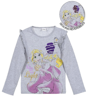T-Shirt Principesse DISNEY Paillettes Maglietta Bambina Sun City Taglie 3/6 Anni - Hs1403grigio