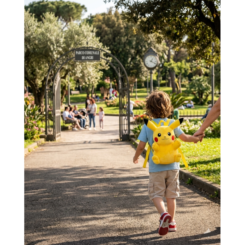 Borsa Passeggio in Peluche Pikachu Zainetto con Spallacci Removibili 35 CM - Mc-111f-Pk