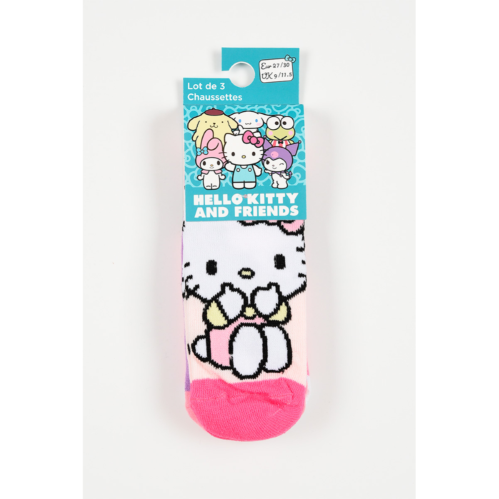 Calzini Hello Kitty Sanrio in Misto Cotone 3 Paia Assortiti 23/34 - Ez06011/1