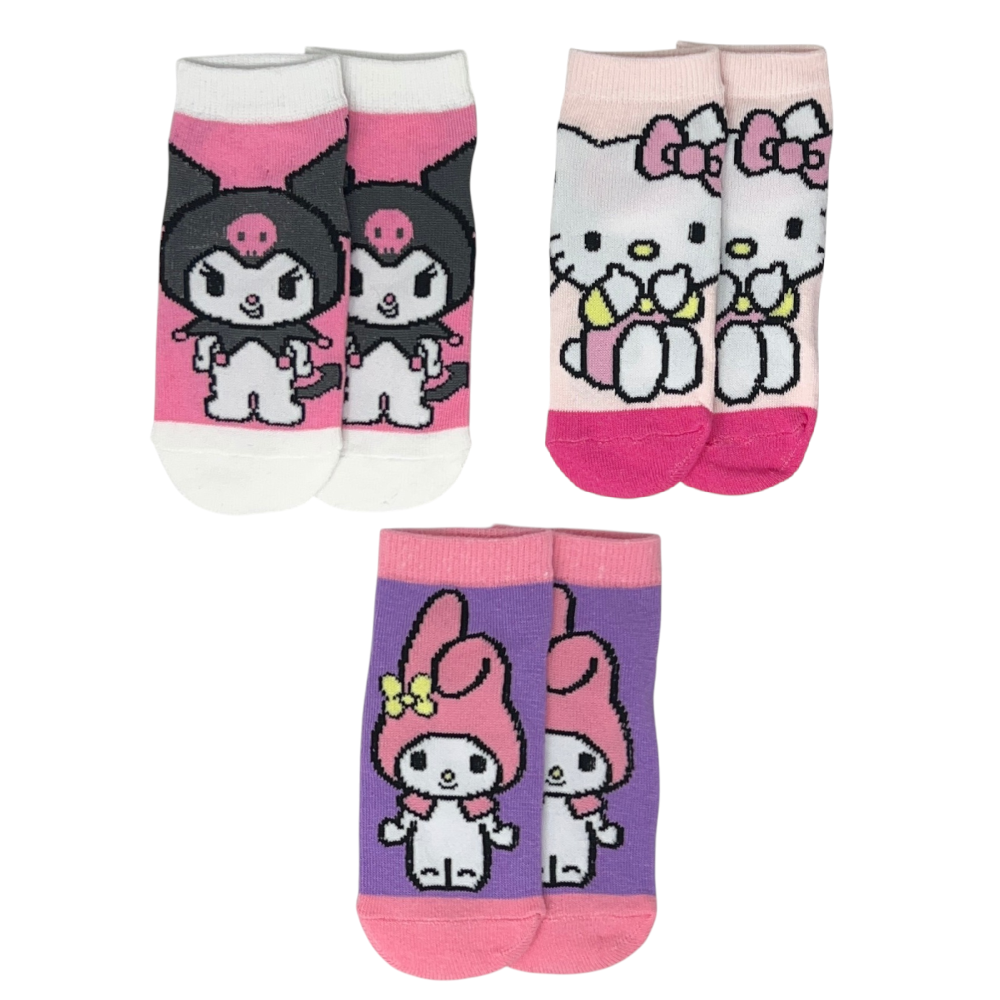 Calzini Hello Kitty Sanrio in Misto Cotone 3 Paia Assortiti 23/34 - Ez06011/1