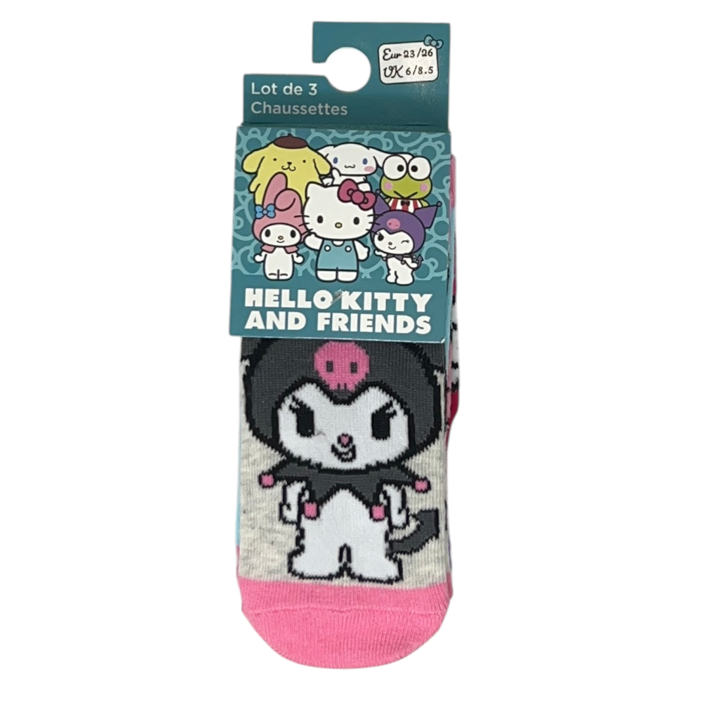 Calzini Hello Kitty Sanrio in Misto Cotone 3 Paia Assortiti 23/34 - Ez06011/2