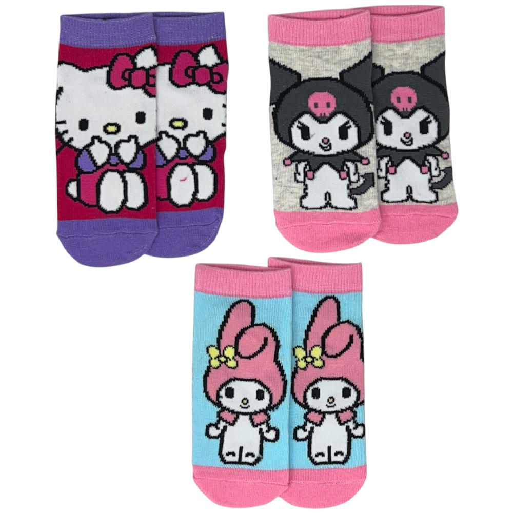 Calzini Hello Kitty Sanrio in Misto Cotone 3 Paia Assortiti 23/34 - Ez06011/2