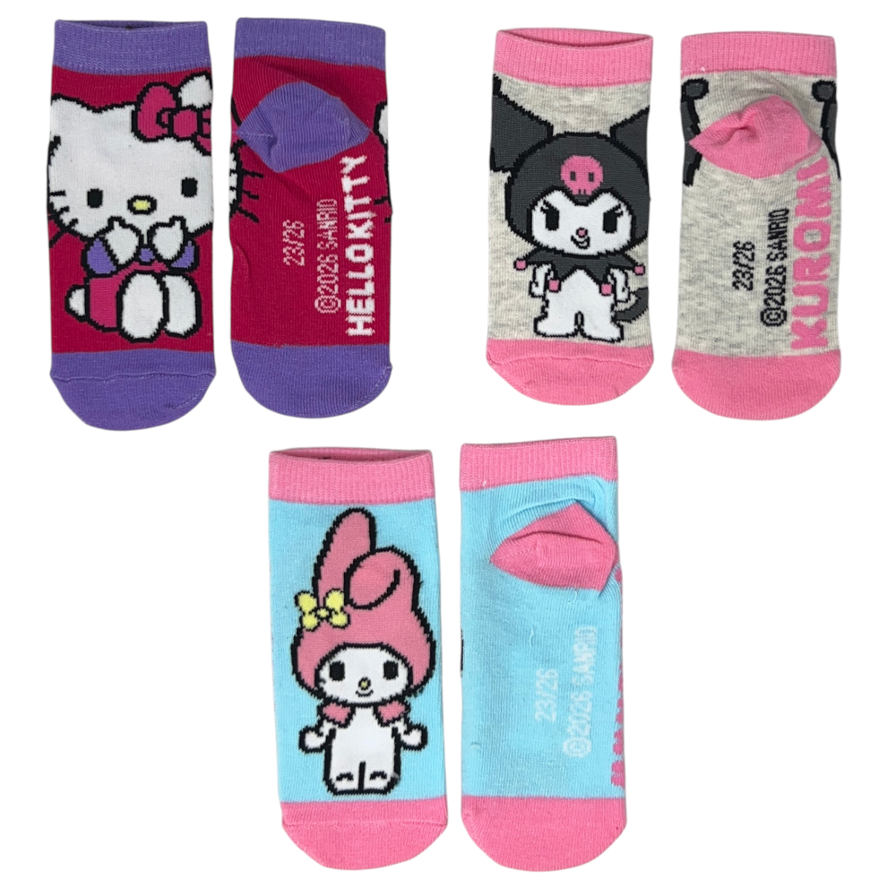 Calzini Hello Kitty Sanrio in Misto Cotone 3 Paia Assortiti 23/34 - Ez06011/2