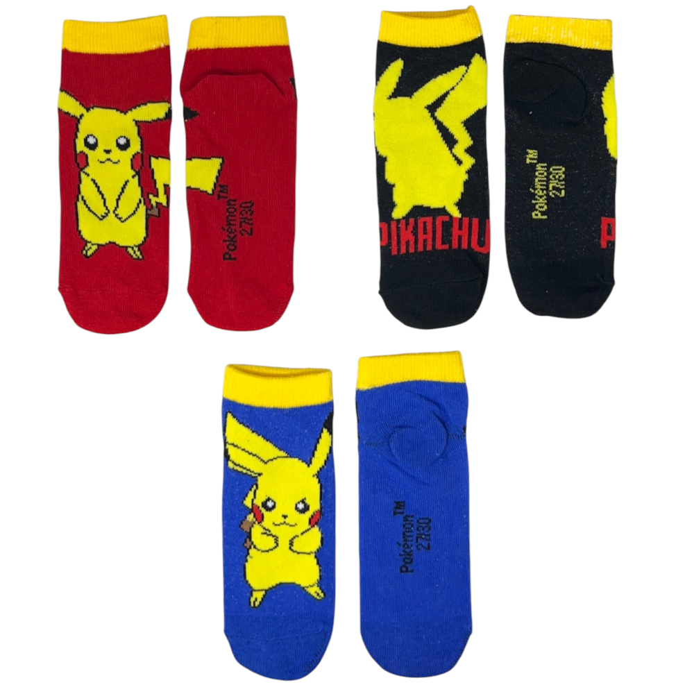 Calzini Pikachu Pokemonl in Misto Cotone 3 Paia Assortiti 27/37 - Ez06034/1