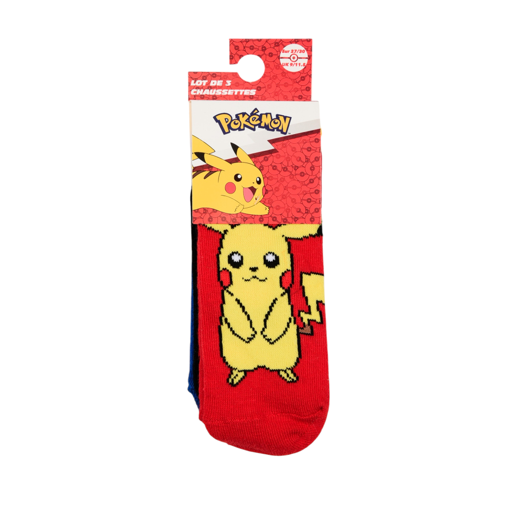 Calzini Pikachu Pokemonl in Misto Cotone 3 Paia Assortiti 27/37 - Ez06034/1