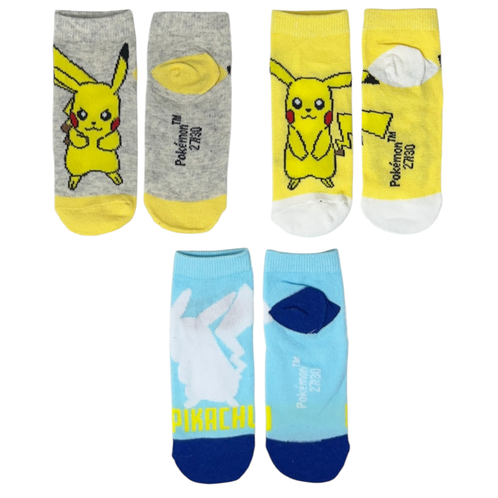 Calzini Pikachu Pokemonl in Misto Cotone 3 Paia Assortiti 27/37 - Ez06034/2