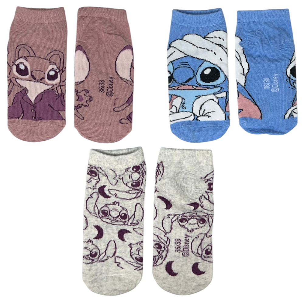 Calzini Stitch DISNEY in Misto Cotone 3 Paia Assortiti Adulto 36/41 - Ez39000/2