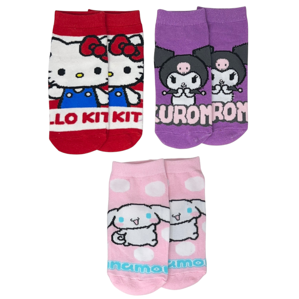Calzini Hello Kitty Sanrio in Misto Cotone 3 Paia Assortiti Adulto 36/41 - Ez39005/1