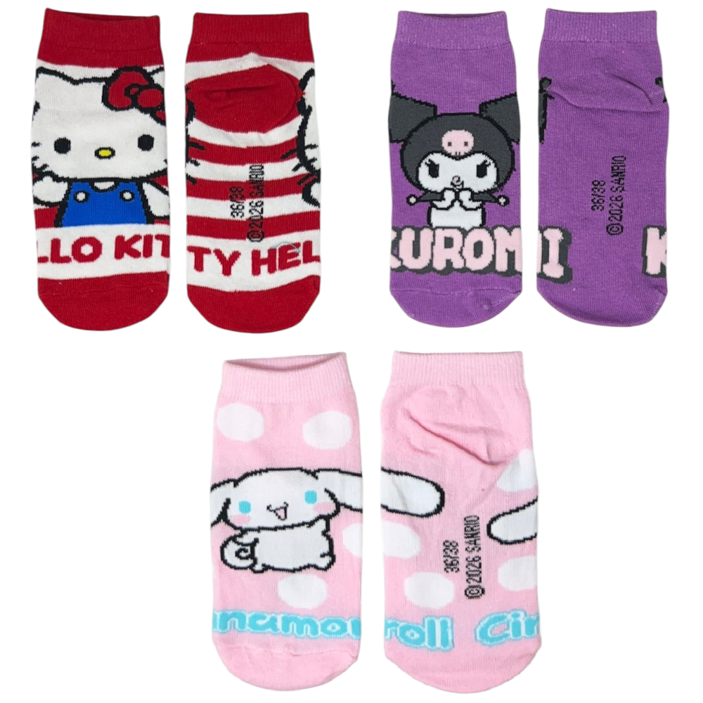 Calzini Hello Kitty Sanrio in Misto Cotone 3 Paia Assortiti Adulto 36/41 - Ez39005/1