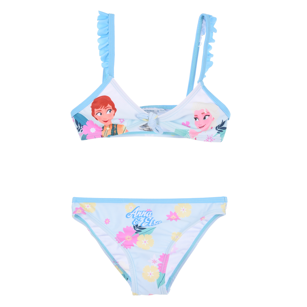 Costume da Bagno Frozen DISNEY 2 Pezzi Bikini Mare Top e Slip Bambina - Ez18055celeste