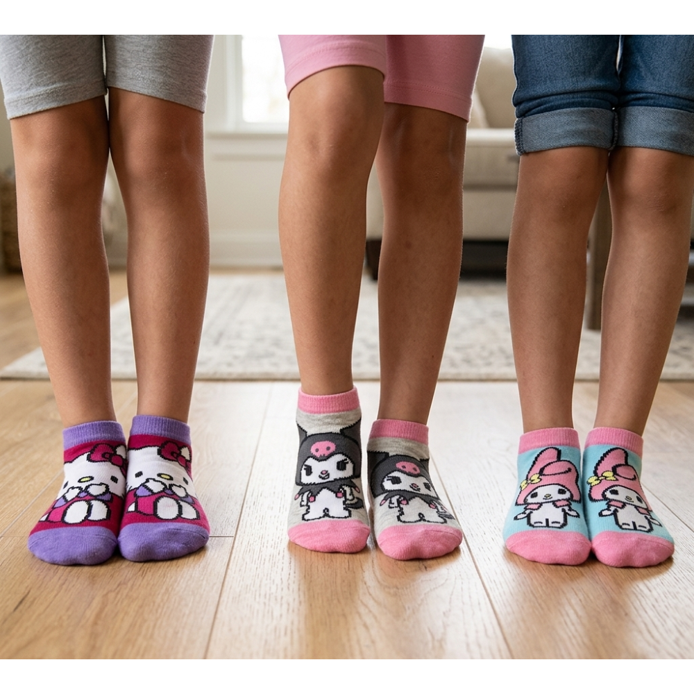 Calzini Hello Kitty Sanrio in Misto Cotone 3 Paia Assortiti 23/34 - Ez06011/2