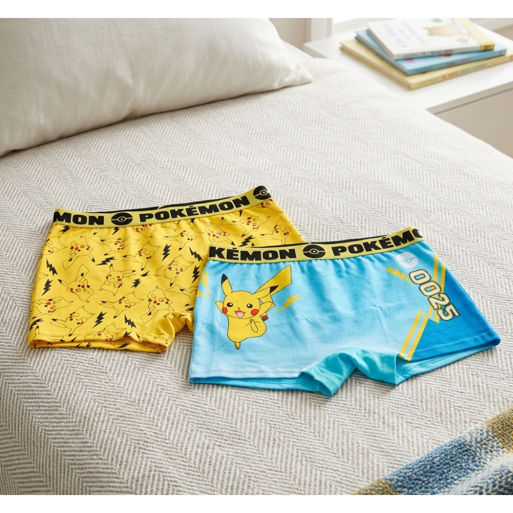 Boxer Set 2 Pezzi Pikachu Pokemon Mutande in Cotone 4/10 Anni - Ez30003/1