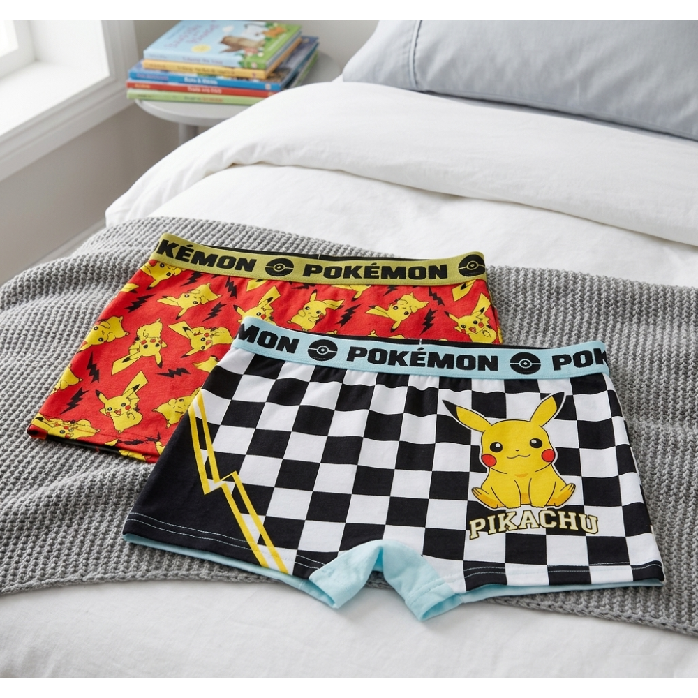 Boxer Set 2 Pezzi Pikachu Pokemon Mutande in Cotone 4/10 Anni - Ez30003/2