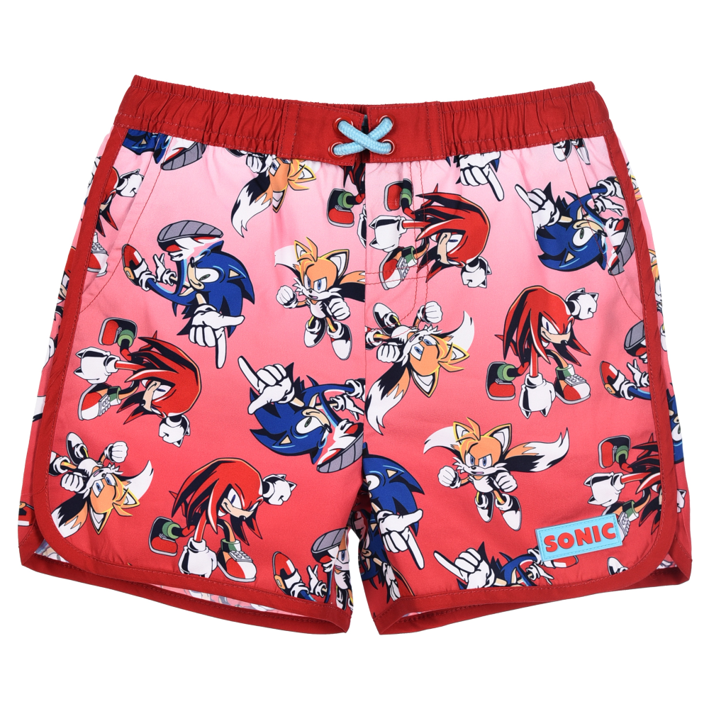 Costume da Bagno Sonic Knuckles Tails Modello Pantaloncini Mare Bermuda Bambini - Ez18148rosso