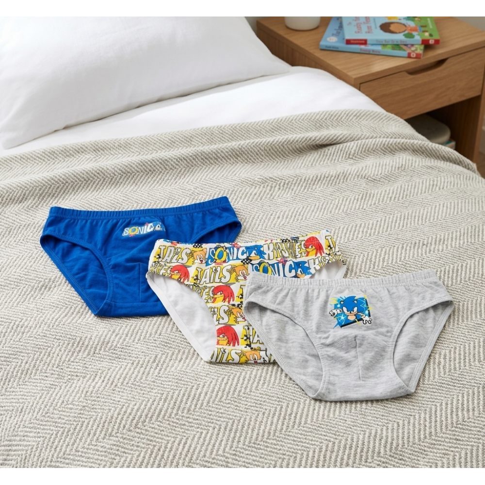 Mutandine Set 3 Pezzi Sonic Slip in Cotone in Scatola 3/8 Anni- Ez30032