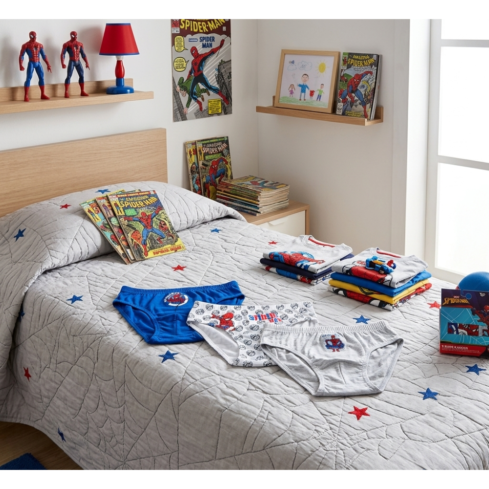 Mutandine Set 3 Pezzi Spiderman MARVEL Slip in Cotone in Scatola 3/8 Anni- Ez30036