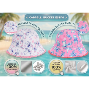 Cappello Stitch DISNEY Berretto Modello Alla Pescatora Bucket Bambina - Ez45001fucsia