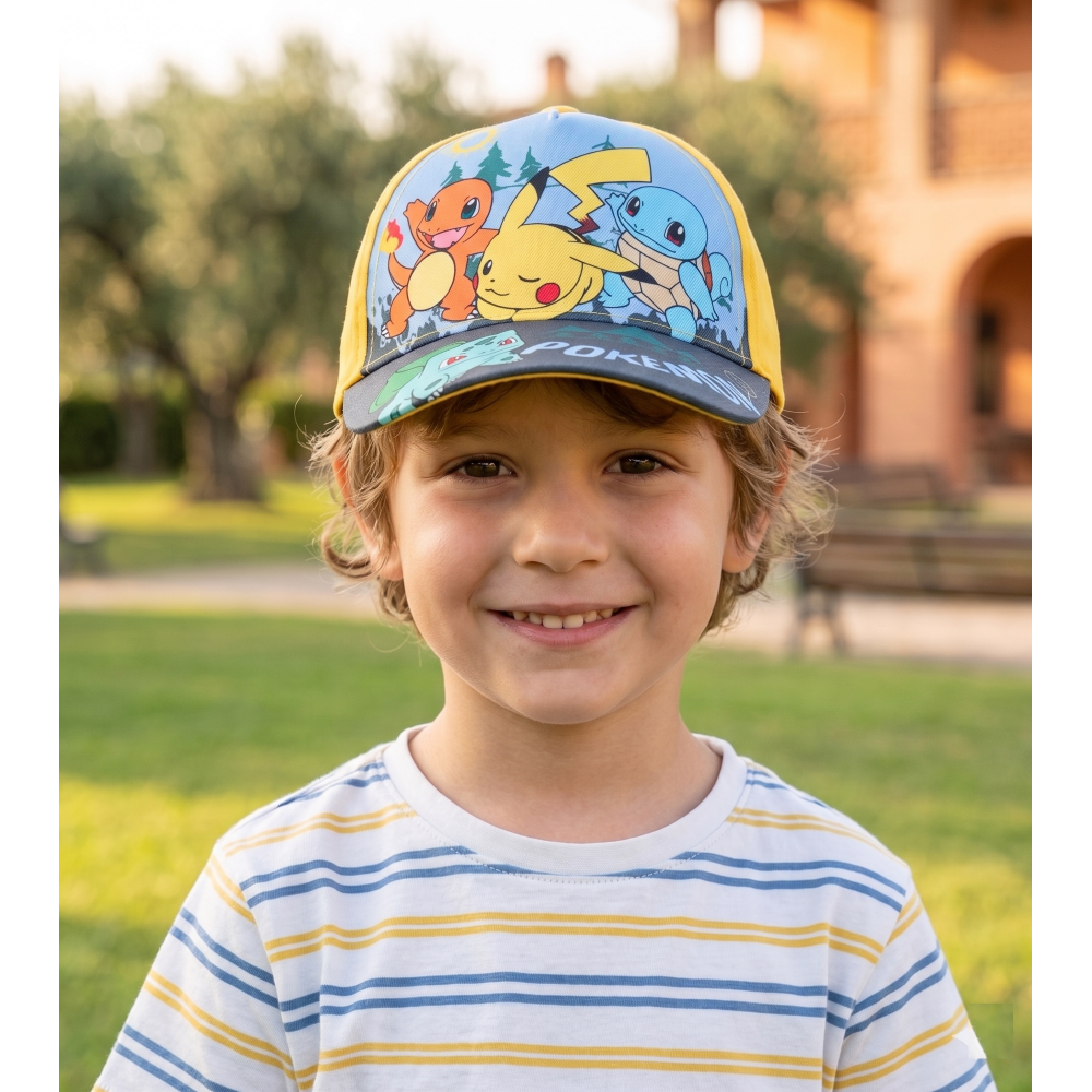 Cappello Pikachu Pokémon con Visiera Berretto Estivo Regolabile Bambino - Ez40006giallo