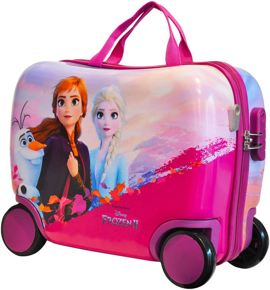 Trolley Frozen Elsa Anna Olaf DISNEY da Viaggio 4 Ruote Cavalcabile Trainabile Cm. 45x34x22 in ABS - D99868mc