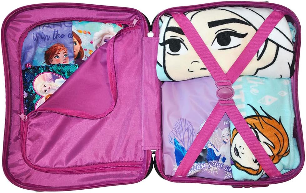 Trolley Frozen Elsa Anna Olaf DISNEY da Viaggio 4 Ruote Cavalcabile Trainabile Cm. 45x34x22 in ABS - D99868mc