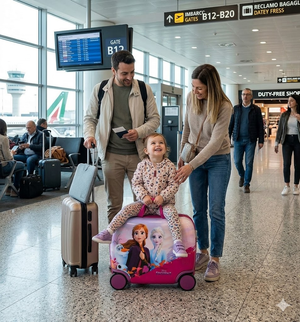 Trolley Frozen Elsa Anna Olaf DISNEY da Viaggio 4 Ruote Cavalcabile Trainabile Cm. 45x34x22 in ABS - D99868mc