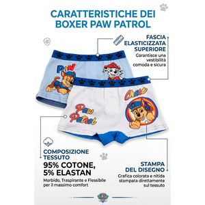 Boxer Set 2 Pezzi Paw Patrol Mutande in Cotone 3/6 Anni - Ez30028/1