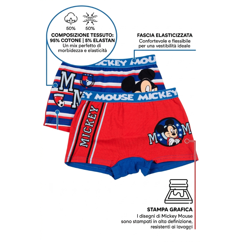 Boxer Set 2 Pezzi Topolino DISNEY Mutande in Cotone 3/6 Anni - Ez30026/1