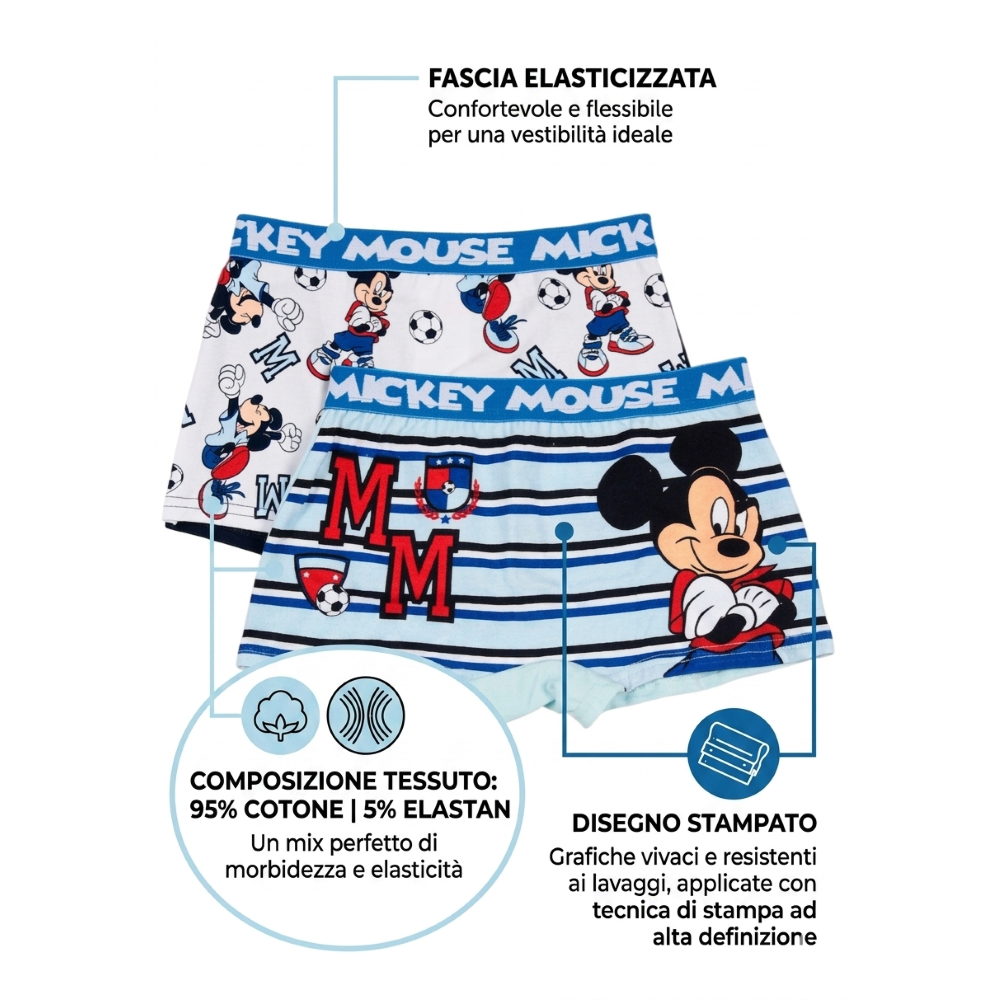 Boxer Set 2 Pezzi Topolino DISNEY Mutande in Cotone 3/6 Anni - Ez30026/2